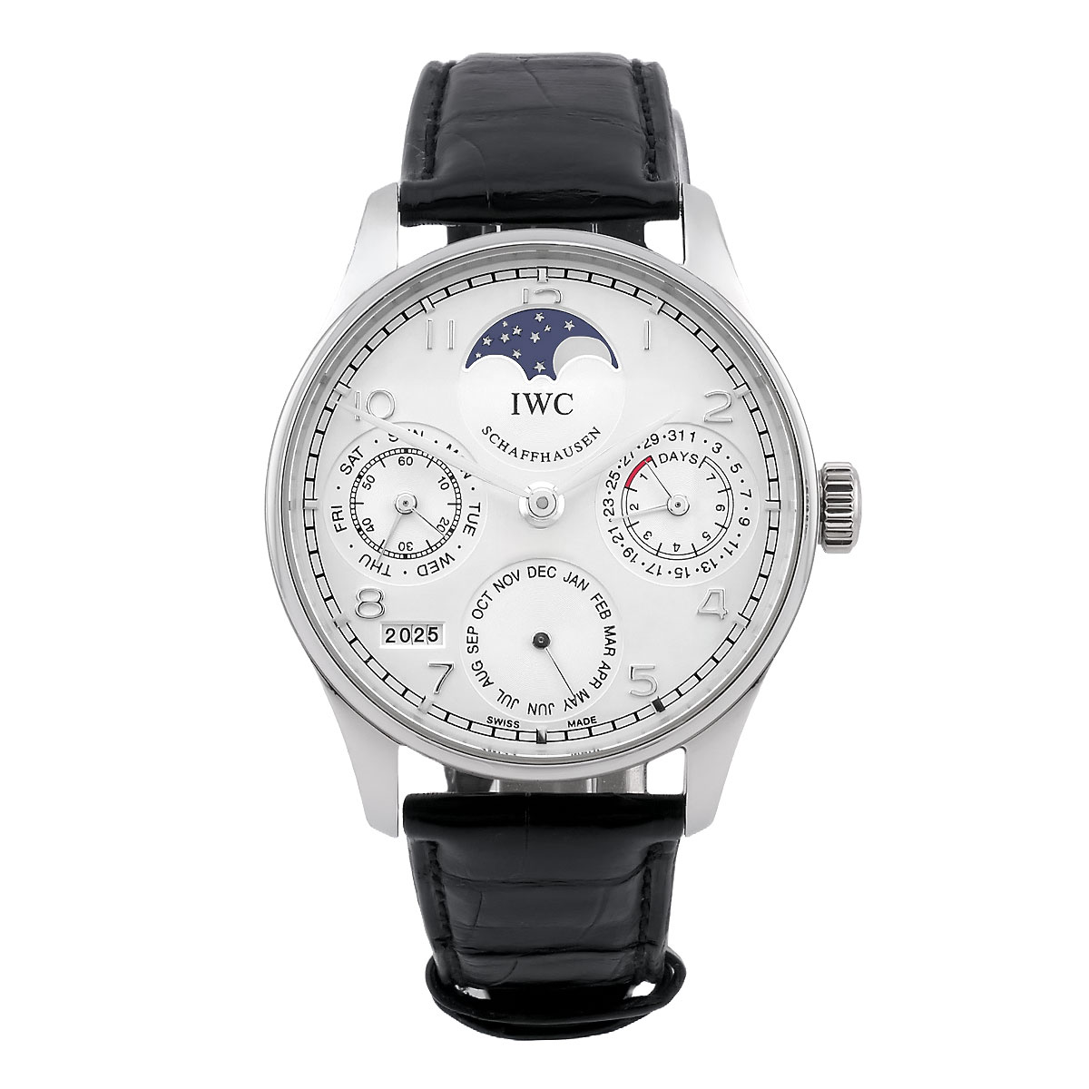 IWC Portugieser Portuguese Perpetual Calendar Platin mit silbernem Zifferblatt Referenz IW502219