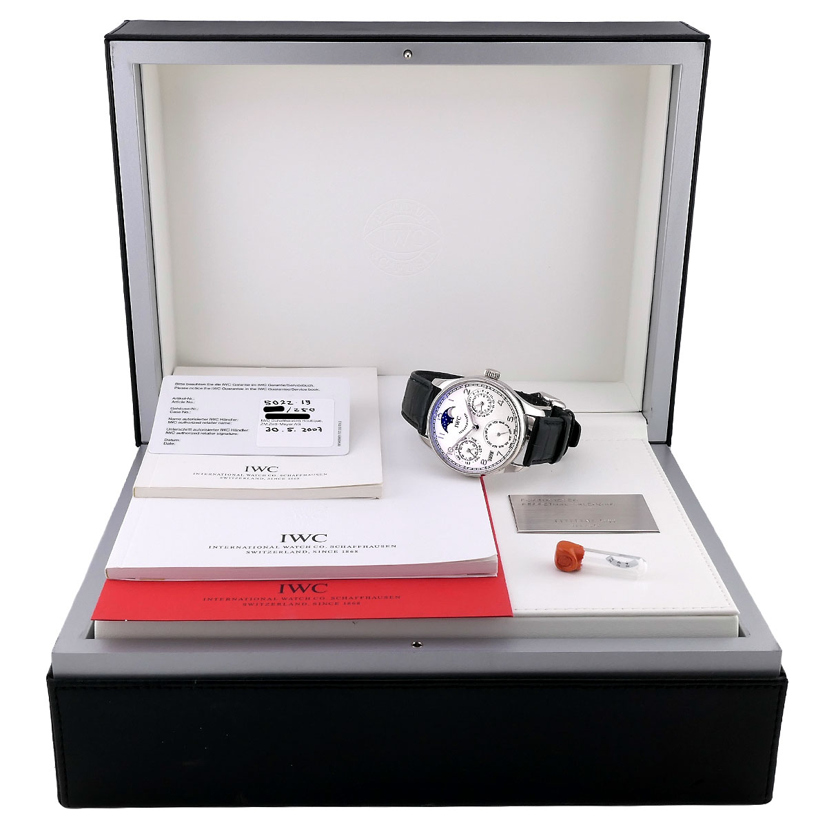 IWC Portugieser Portuguese Perpetual Calendar Platin mit silbernem Zifferblatt Referenz IW502219