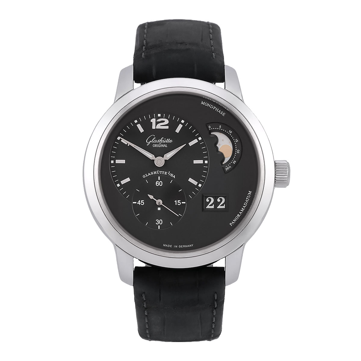 Glashütte Original PanoMaticLunar XL 42 mit dunkelgrauem Zifferblatt Referenz 90‑02‑36‑12‑05 (9002361205) im Full Set