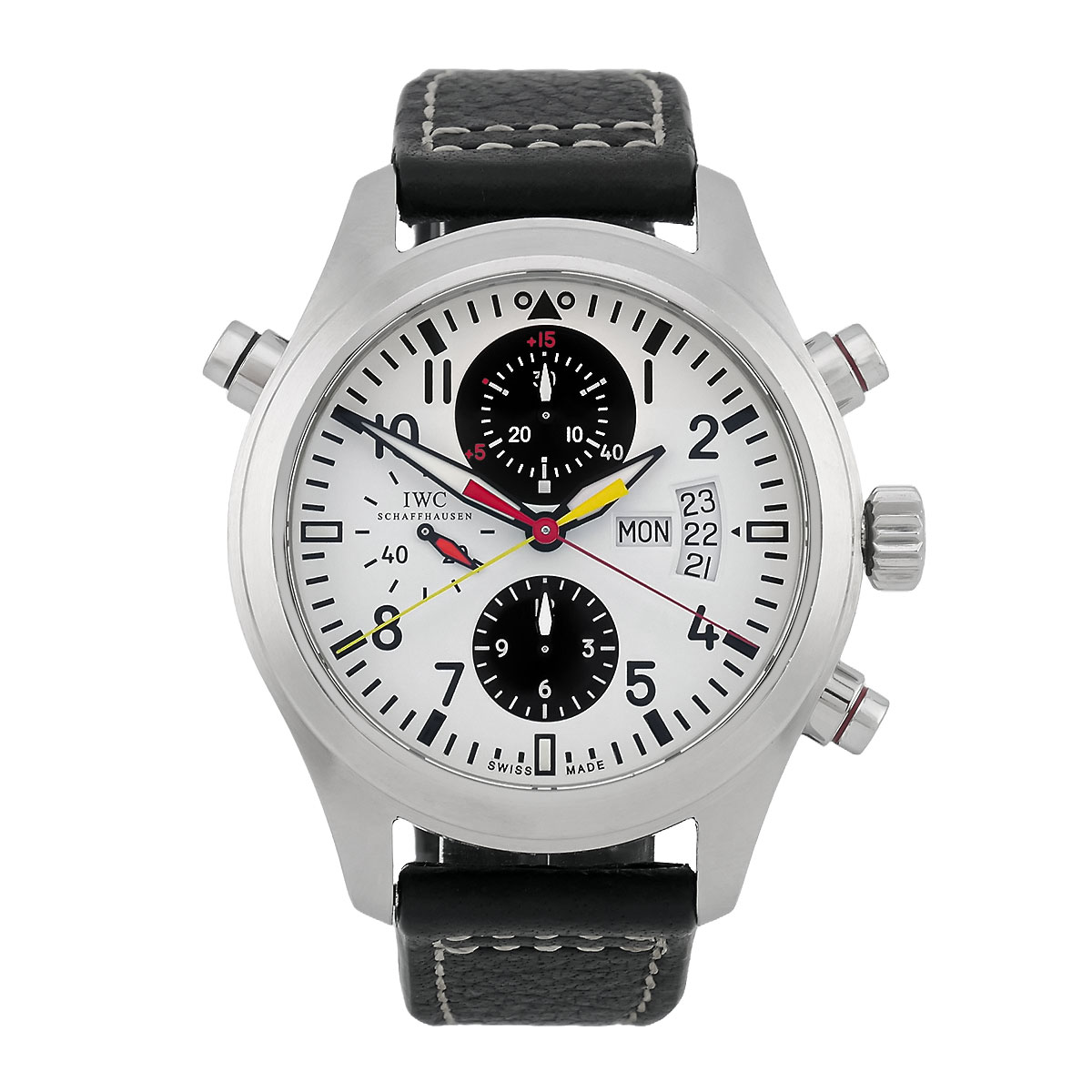 IWC Fliegeruhr Doppelchronograph Edition "DFB 2008" mit weißem Panda-Zifferblatt Referenz IW371803