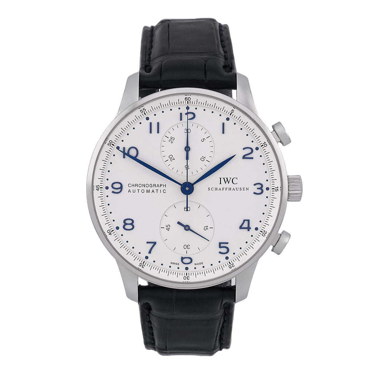 IWC Portugieser Chronograph Automatik Edelstahl mit weißem Zifferblatt Referenz IW371417