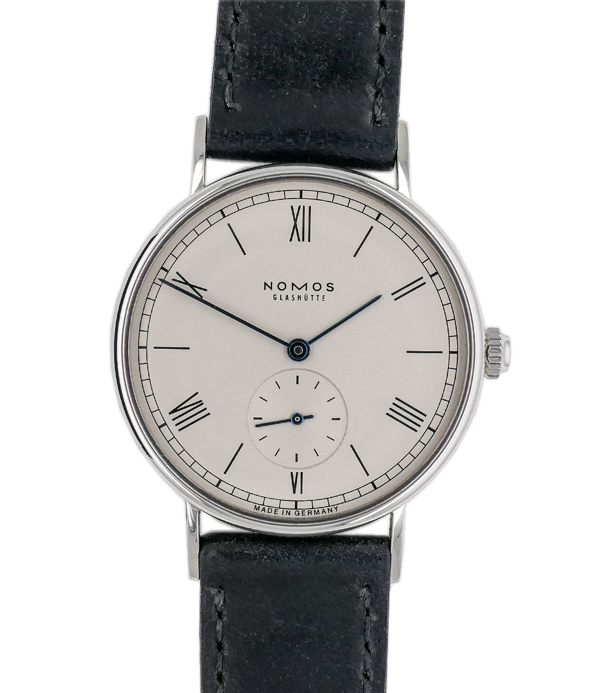 NOMOS GLASHÜTTE Ludwig Handaufzug Referenz 201 mit weissem Zifferblatt