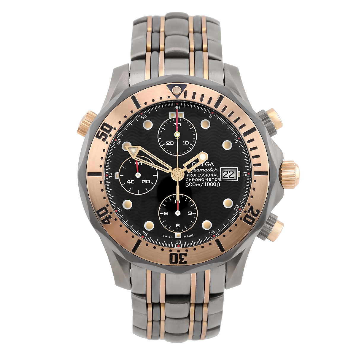 Omega Seamaster Diver 300m Chrononograph Titan Tantal Rotgold mit blauem Zifferblatt 22968000 (2296.80.00)